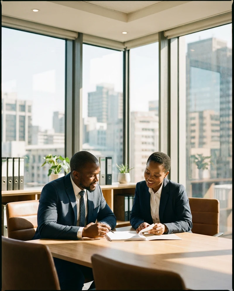 Legal professionals in a boardroom reviewing documents